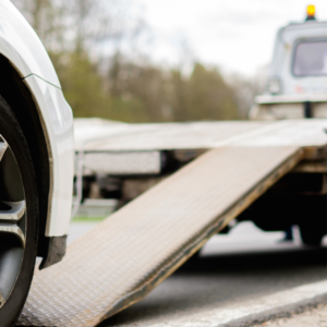 Car being towed